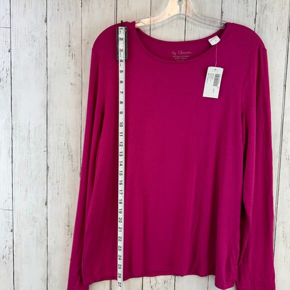 NWT Chico's Wild Fuchsia Pink Neveah Long Sleeve Stretch Top Size 2 / Large 12 - Picture 10 of 13